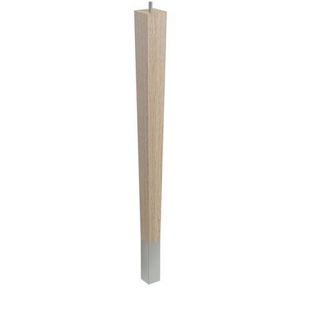 24 Square Tapered Leg With Bolt And 4 Brushed Aluminum Ferrule - White Oak